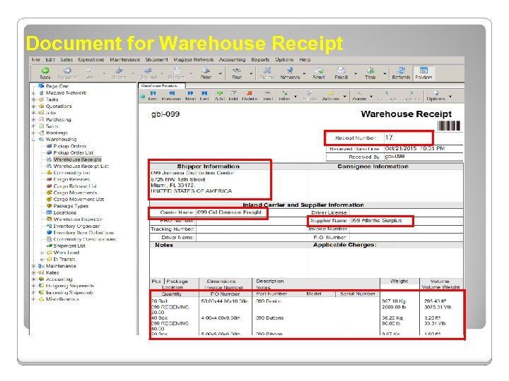 Document for Warehouse Receipt 