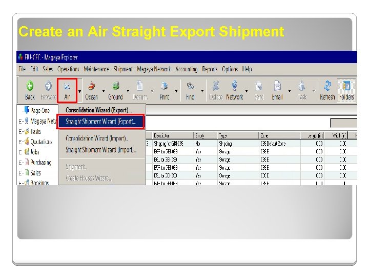 Create an Air Straight Export Shipment 