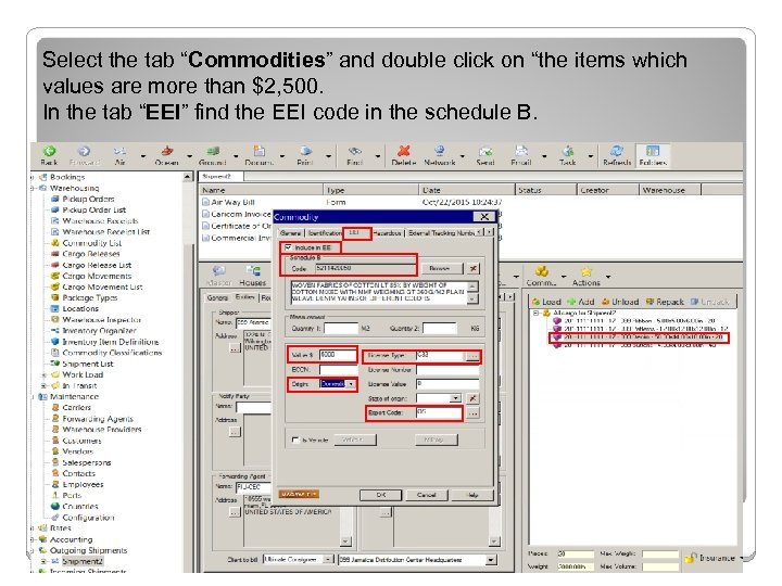 Select the tab “Commodities” and double click on “the items which values are more