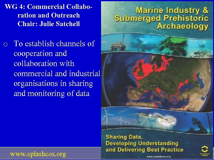 WG 4: Commercial Collaboration and Outreach Chair: Julie Satchell o To establish channels of
