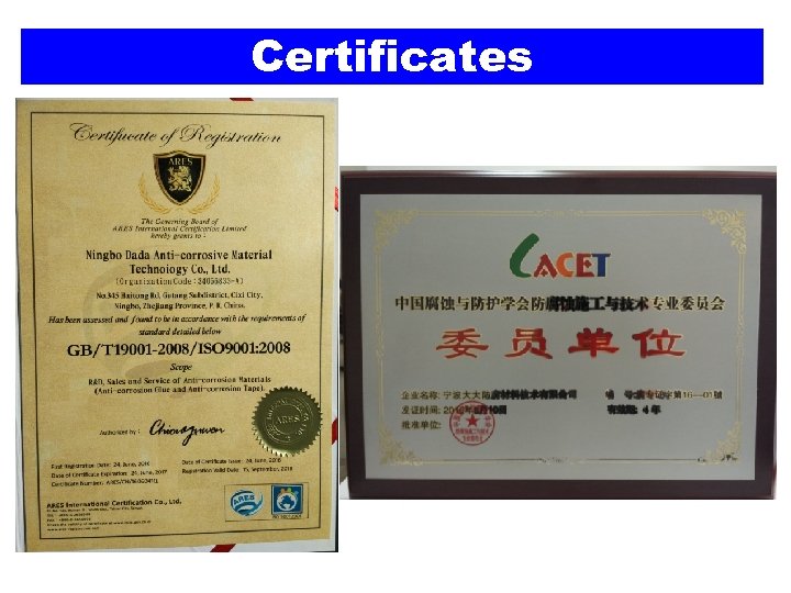 Certificates 