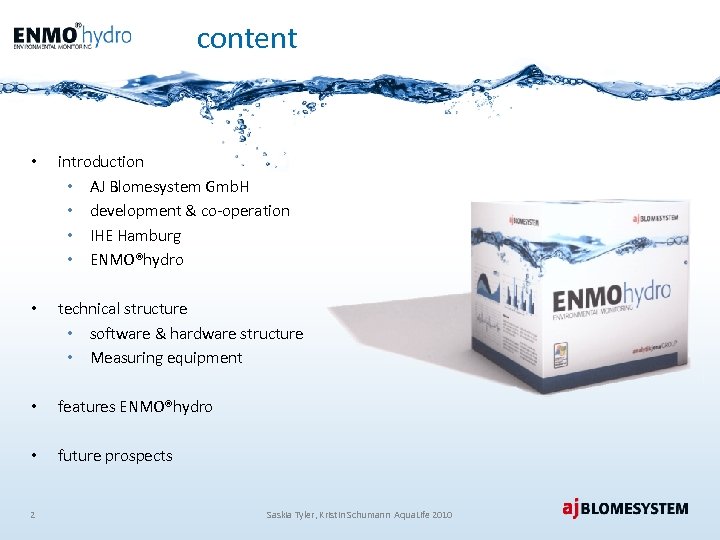 content • introduction • AJ Blomesystem Gmb. H • development & co-operation • IHE