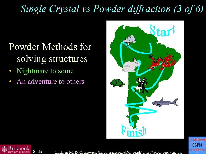 Single Crystal vs Powder diffraction (3 of 6) Powder Methods for solving structures •