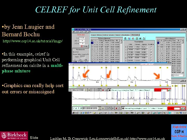 CELREF for Unit Cell Refinement • by Jean Laugier and Bernard Bochu http: //www.