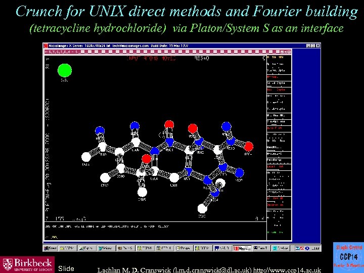 Crunch for UNIX direct methods and Fourier building (tetracycline hydrochloride) via Platon/System S as