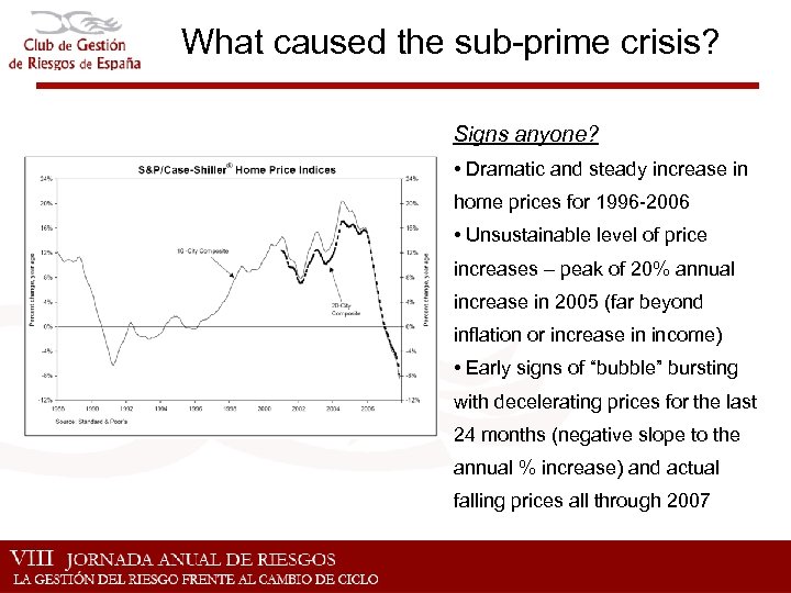 What caused the sub-prime crisis? Signs anyone? • Dramatic and steady increase in home