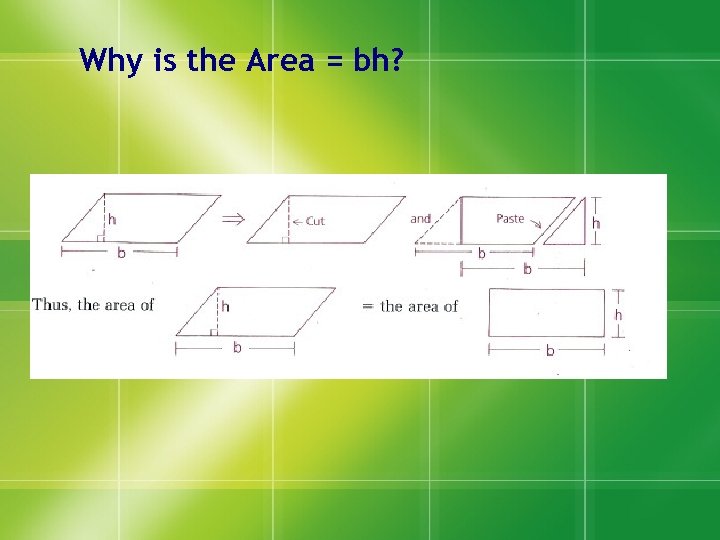 Why is the Area = bh? 