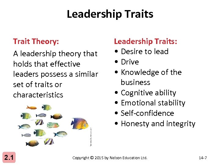 Leadership Traits Trait Theory: A leadership theory that holds that effective leaders possess a