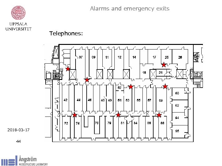 Alarms and emergency exits Telephones: 2018 -03 -17 44 