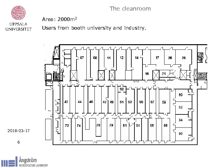 The cleanroom Area: 2000 m 2 Users from booth university and industry. 2018 -03