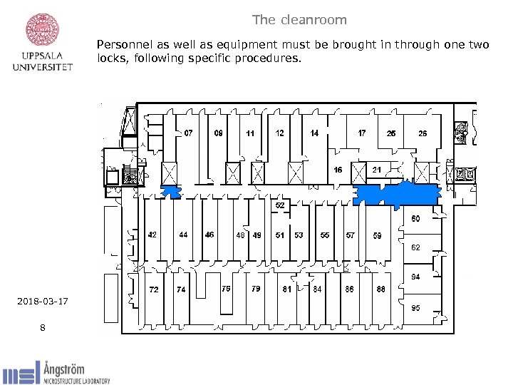 The cleanroom Personnel as well as equipment must be brought in through one two
