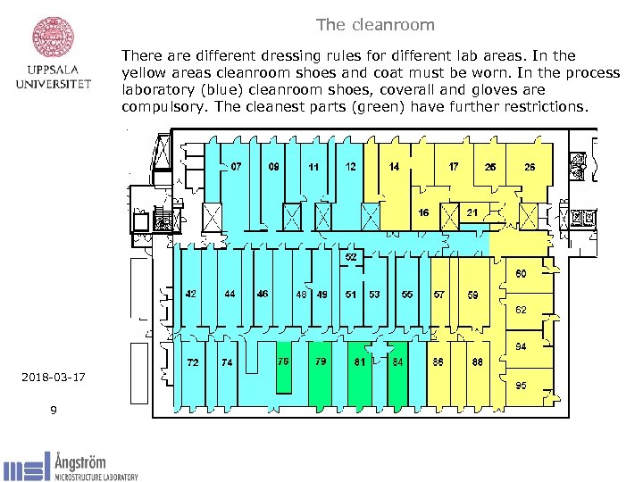The cleanroom There are different dressing rules for different lab areas. In the yellow