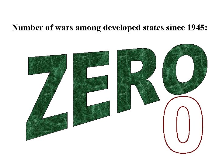 Number of wars among developed states since 1945: 