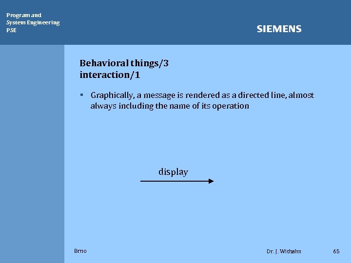 Program and System Engineering PSE Behavioral things/3 interaction/1 § Graphically, a message is rendered