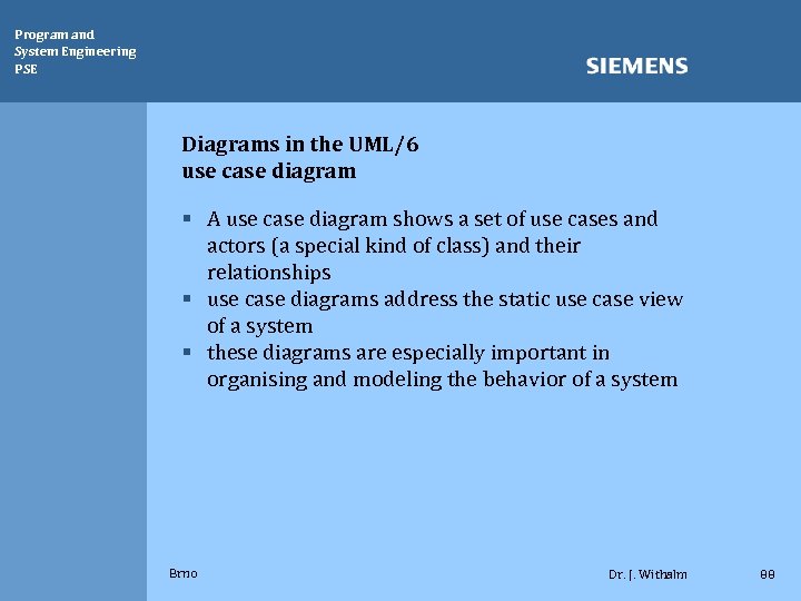 Program and System Engineering PSE Diagrams in the UML/6 use case diagram § A