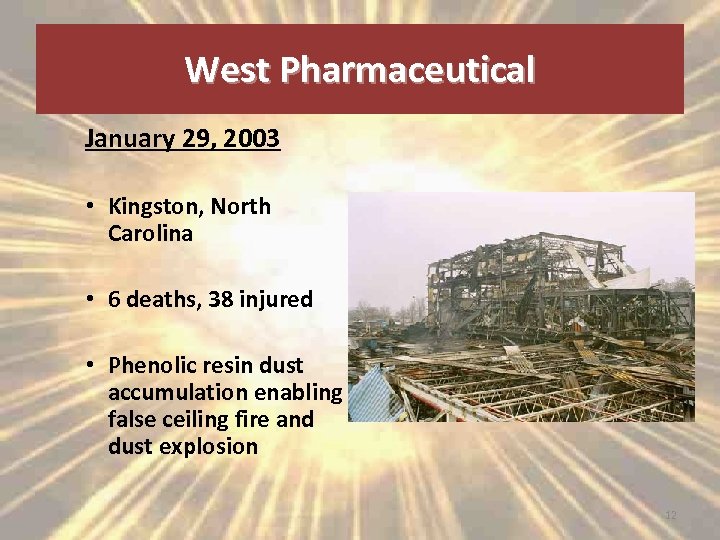West Pharmaceutical January 29, 2003 • Kingston, North Carolina • 6 deaths, 38 injured