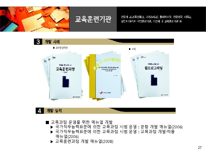 ■ 교육과정 운영을 위한 매뉴얼 개발 ▶ 국가직무능력표준에 의한 교육과정 시범 운영 : 문항