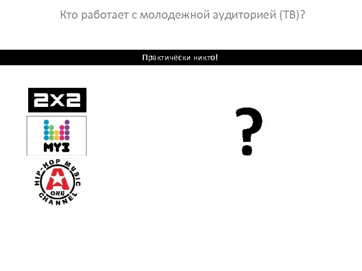 Кто работает с молодежной аудиторией (ТВ)? Практически никто! ? 