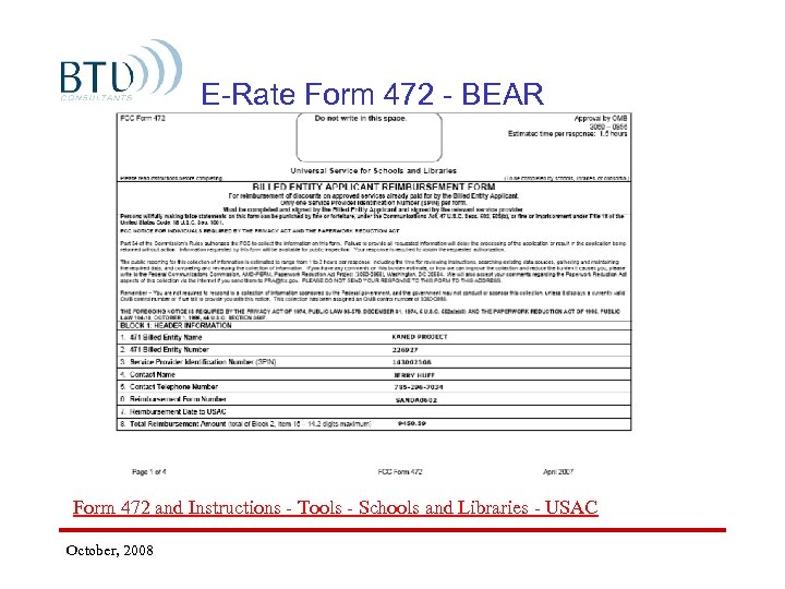 E-Rate Form 472 - BEAR Form 472 and Instructions - Tools - Schools and