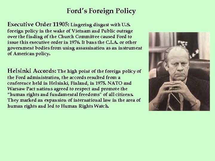 Ford’s Foreign Policy Executive Order 11905: Lingering disgust with U. S. foreign policy in