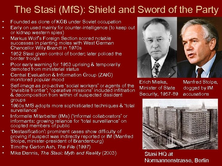 The Stasi (Mf. S): Shield and Sword of the Party • • • Founded