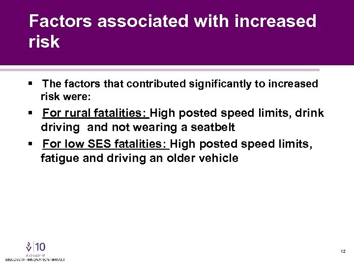 Factors associated with increased risk § The factors that contributed significantly to increased risk