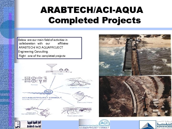 ARABTECH/ACI-AQUA Completed Projects Below: are our main field of activities in collaboration with our