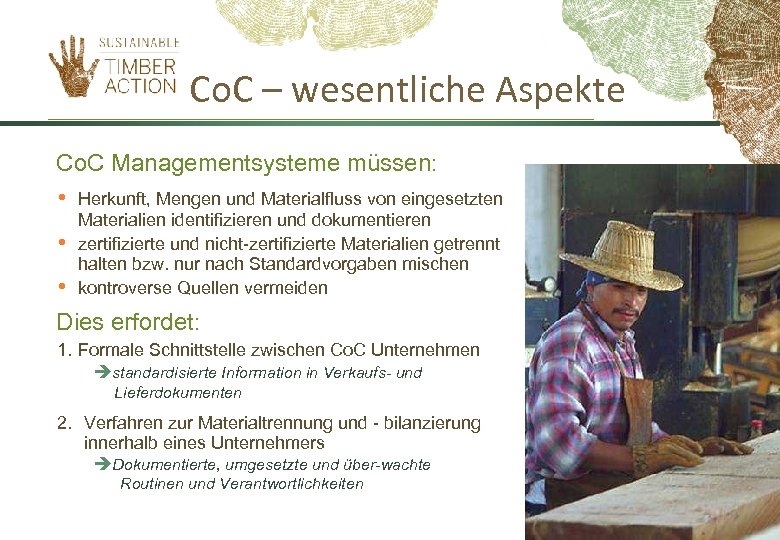 Co. C – wesentliche Aspekte Co. C Managementsysteme müssen: • • • Herkunft, Mengen