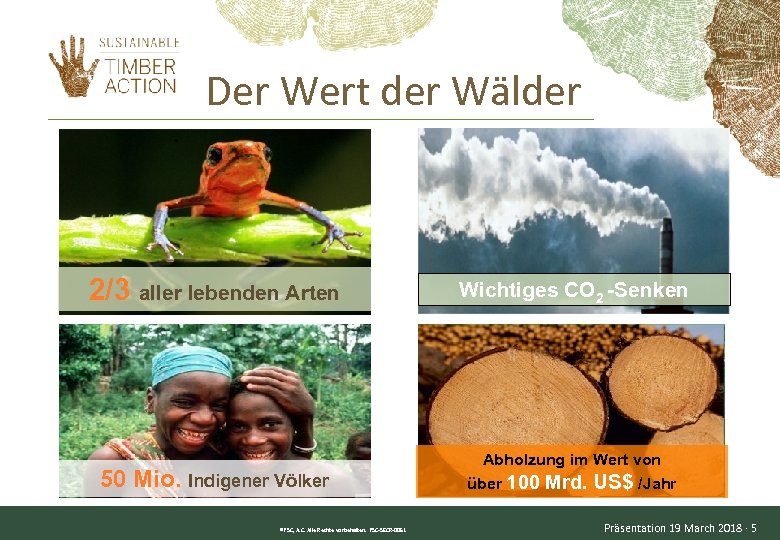 Der Wert der Wälder 2/3 aller lebenden Arten 50 Mio. Indigener Völker ® FSC,