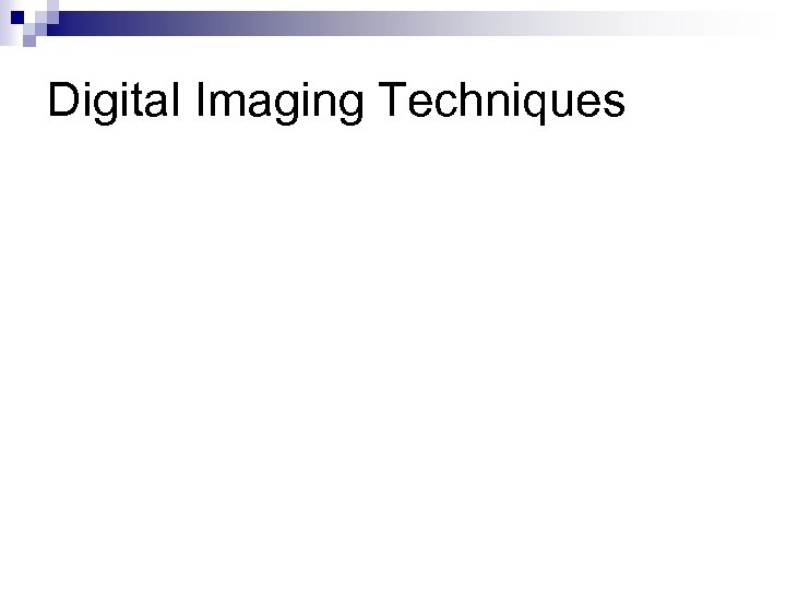 Digital Imaging Techniques 