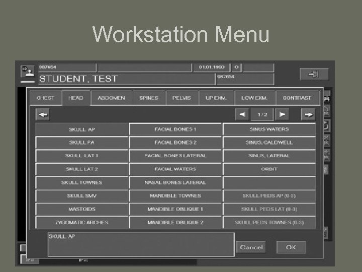 Workstation Menu 