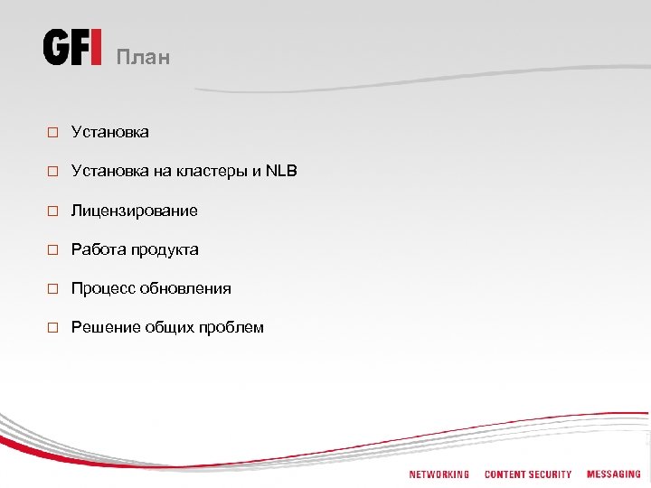План o Установка на кластеры и NLB o Лицензирование o Работа продукта o Процесс