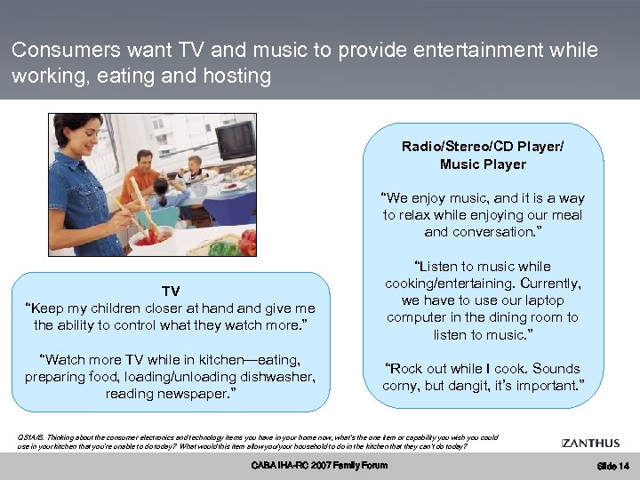 Consumers want TV and music to provide entertainment while working, eating and hosting Radio/Stereo/CD