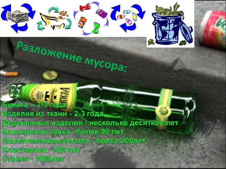 Разло жение м усора : 