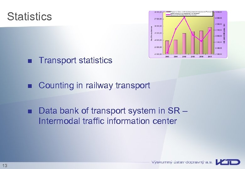 Statistics n n Counting in railway transport n 13 Transport statistics Data bank of
