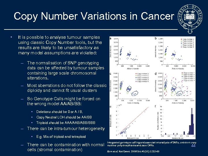 Copy Number Variations in Cancer • It is possible to analyse tumour samples using