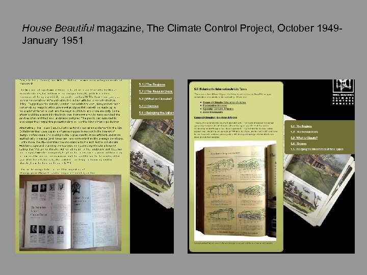 House Beautiful magazine, The Climate Control Project, October 1949 January 1951 