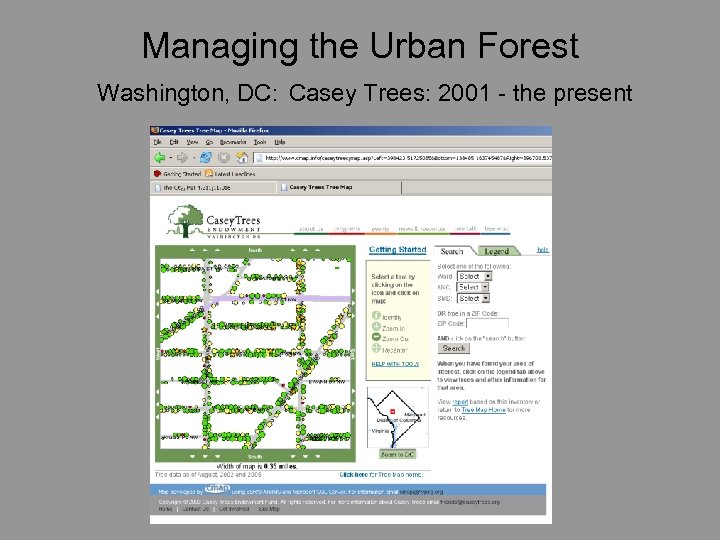 Managing the Urban Forest Washington, DC: Casey Trees: 2001 - the present 