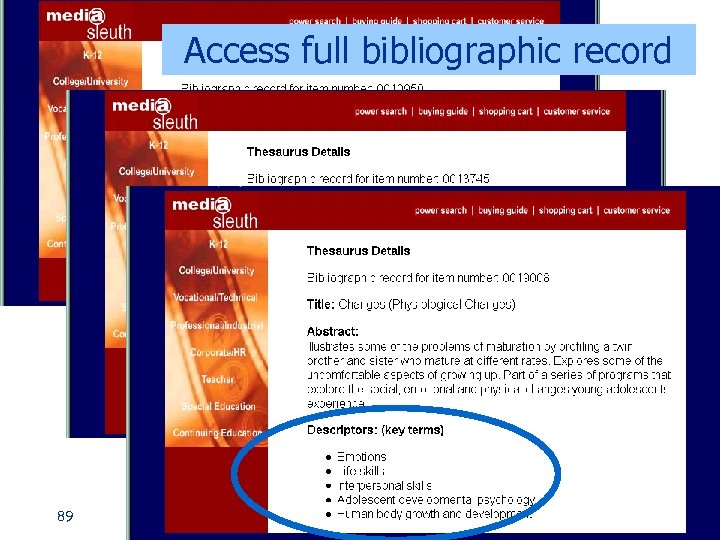 Access full bibliographic record 89 Copyright © 2006 Access Innovations, Inc. 