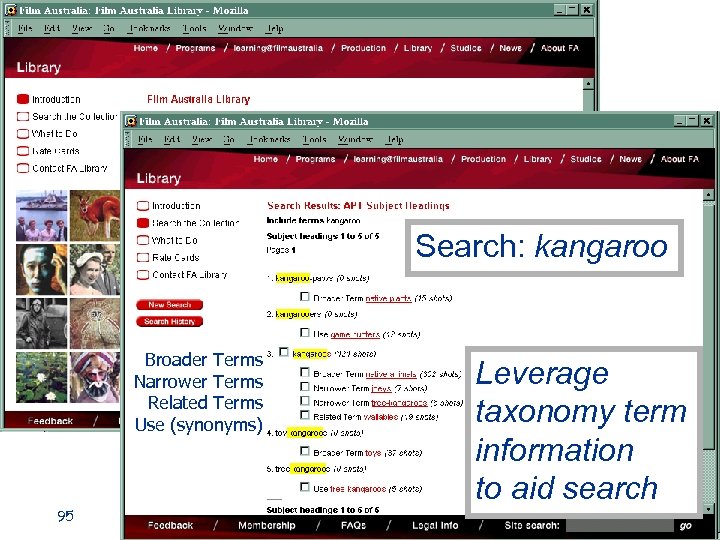 Search: kangaroo Broader Terms Narrower Terms Related Terms Use (synonyms) 95 Copyright © 2006