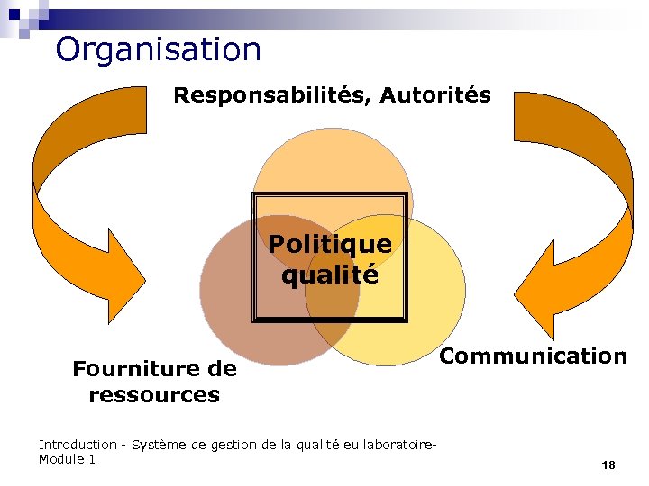 Organisation Responsabilités, Autorités Politique qualité Fourniture de ressources Introduction - Système de gestion de