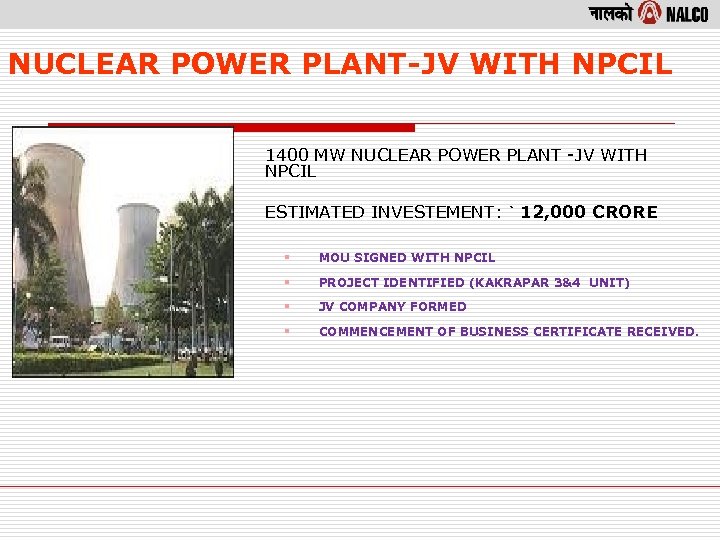 NUCLEAR POWER PLANT-JV WITH NPCIL 1400 MW NUCLEAR POWER PLANT -JV WITH NPCIL ESTIMATED