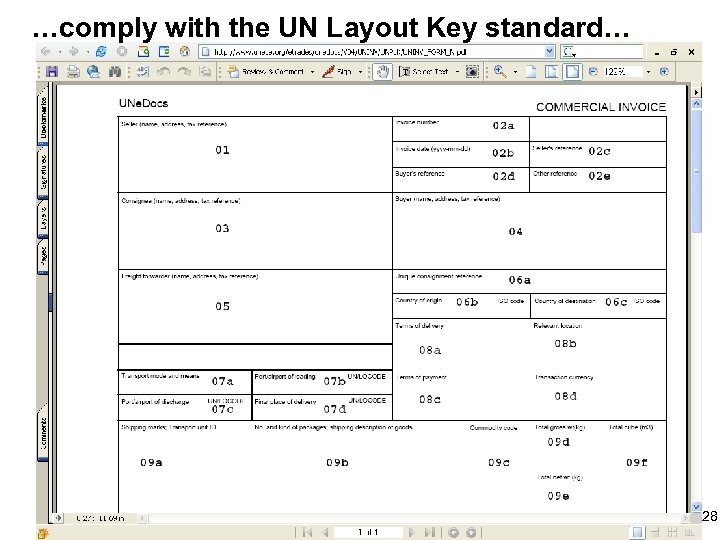 …comply with the UN Layout Key standard… 28 