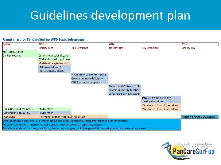 Guidelines development plan 