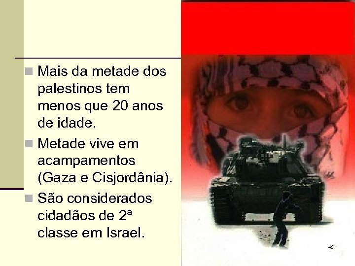 n Mais da metade dos palestinos tem menos que 20 anos de idade. n