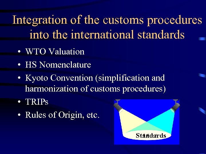 Integration of the customs procedures into the international standards • WTO Valuation • HS
