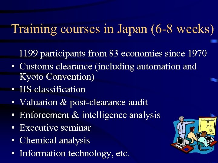 Training courses in Japan (6 -8 weeks) • • 1199 participants from 83 economies