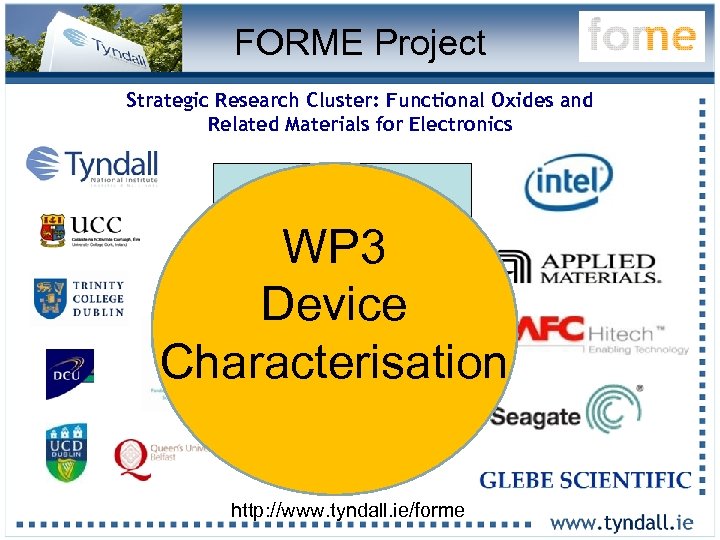 FORME Project Strategic Research Cluster: Functional Oxides and Related Materials for Electronics 16 Lead