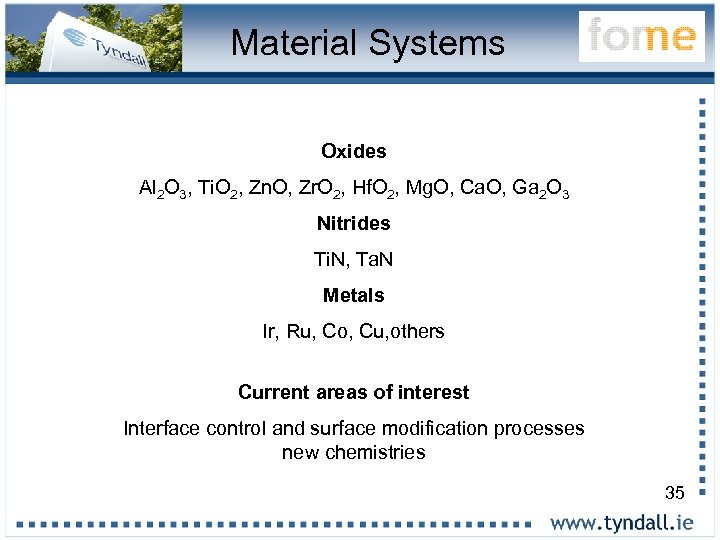 Material Systems Oxides Al 2 O 3, Ti. O 2, Zn. O, Zr. O