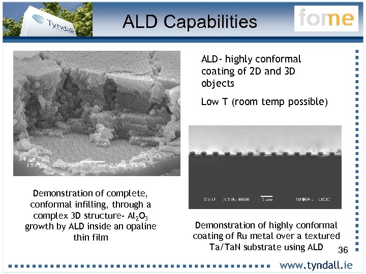 ALD Capabilities ALD- highly conformal coating of 2 D and 3 D objects Low